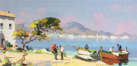 § Cecil Rochfort DOyly-John (1906-1993) Cap Ferrat Near Nice, French Riviere, 13.75 x 27.5in.